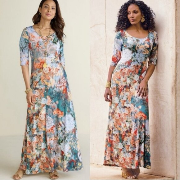 Soft Surroundings Nanette Jersey Knit Maxi Dress  Boho - Picture 6 of 8